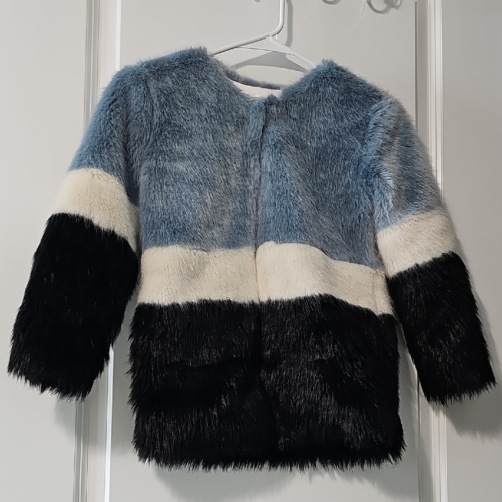Habitual Kids Faux Fur Jacket - Blue, White, Black